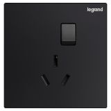 逸景 碳素黑 帶開關三扁插座 三孔插座 三孔帶開 16A