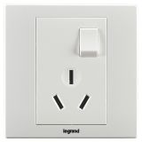 羅格朗開關插座 美淳 白色 帶開關三扁插座 三孔帶開 16A