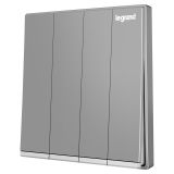 羅格朗開(kāi)關(guān)插座 逸景零售 深砂銀鑲銀邊 四位單控開(kāi)關(guān) 四開(kāi)單控 10AX