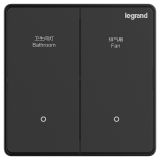 羅格朗酒店客控 E4 銀宇黑 二位12V干接點(diǎn)開(kāi)關(guān) 二開(kāi)