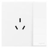 羅格朗開關插座 畫采 陶瓷白 帶開關三扁插座 三孔帶開 10A