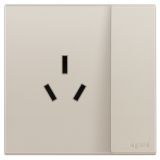 羅格朗開關插座 畫采 粉鉑金 帶開關三扁插座 三孔帶開 16A