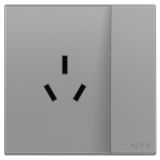 羅格朗開關插座 畫采 深砂銀 帶開關三扁插座 三孔帶開 16A