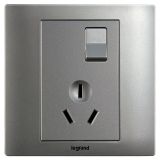 羅格朗開關插座 美淳 沙銀 帶開關三扁插座 三孔帶開 10A