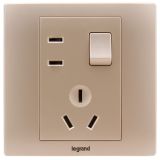 羅格朗開關插座 美淳 爍金 帶開關連體二三插座 五孔帶開