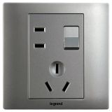 羅格朗開關插座 美淳 沙銀 帶開關連體二三插座 五孔帶開