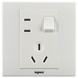 羅格朗開關插座 美淳 白色 帶雙控開關連體二三插座 一開雙控五孔