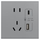 羅格朗開關插座 型悅 深砂銀 帶二三插Type A+C USB充電插座 五孔Type A+C USB 15W