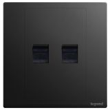 羅格朗開關插座 朗淳 碳素黑 二位電話插