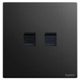 羅格朗開關插座 朗淳 碳素黑 電話電腦插