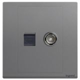 羅格朗開關插座 朗淳 深砂銀 電腦電視插