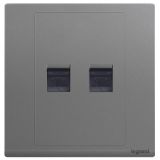 羅格朗開關插座 朗淳 深砂銀 二位電話插