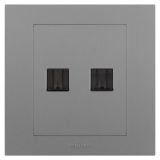 羅格朗開關插座 輕藝 深砂銀 電話+電腦（超五類）插