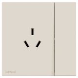 羅格朗開關插座 暢境  奶油白 帶開關三扁插座 三孔插座 10A