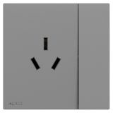 羅格朗開關插座 博駿  深砂銀 帶開關三扁插座 三孔插座 16A