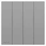 羅格朗開關插座 悅鉑  藝術灰 四位單控開關 四開單控 16AX