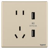 羅格朗開關插座 智繪  粉鉑金 帶二三插USB充電插座 USB五孔插座