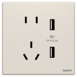 羅格朗開關插座 智繪  奶油白 帶二三插USB充電插座 USB五孔插座