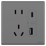 羅格朗開關插座 智繪  深砂銀 帶二三插Type A+C USB充電插座 Type A+C USB五孔插座 15W