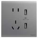 羅格朗開關插座 綺蘊 深砂銀 帶二三插USB充電插座 五孔USB插座