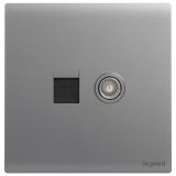 羅格朗開關(guān)插座 茗畫 深砂銀 電腦（六類）電視插