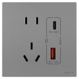 羅格朗開(kāi)關(guān)插座 維翼 深砂銀 帶二三插Type A+C USB充電插座 五孔Type A+C USB 30W