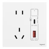 羅格朗開關插座 逸景Plus 陶瓷白 帶二三插Type A+C USB充電插座 45W
