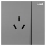 羅格朗開關(guān)插座 博軾 深砂銀 帶開關(guān)三扁插座 三孔帶開 16A