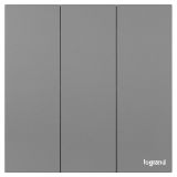 羅格朗開關(guān)插座 淺央 深砂銀 三位雙控開關(guān) 三開雙控 10AX