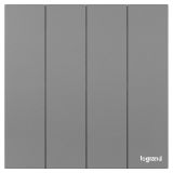 羅格朗開關(guān)插座 淺央 深砂銀 四位雙控開關(guān) 四開雙控 10AX