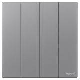 羅格朗開關插座 淺央 煙云玉 四位雙控開關 四開雙控 10AX