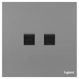 羅格朗開關(guān)插座 淺央 深砂銀 二位電腦插（六類）