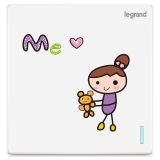 羅格朗開關插座 仕典 個性噴繪 女孩B 一位雙控 一開雙控帶熒光開關 16AX