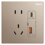 羅格朗開關插座 逸景零售 玫瑰金 Type A+C USB充電五孔插座 30W