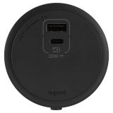 羅格朗軌道插座 LT2系列 圓形USB適配器 A+C 黑色（PD20W）